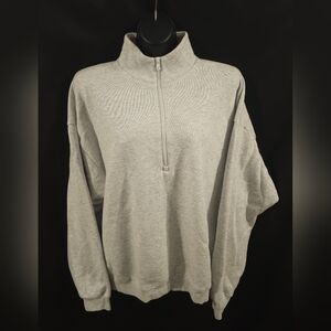 Skims Cotton Fleece Quarter Zip Pullover Light Heather Grey Size 2x PRE-OWNED